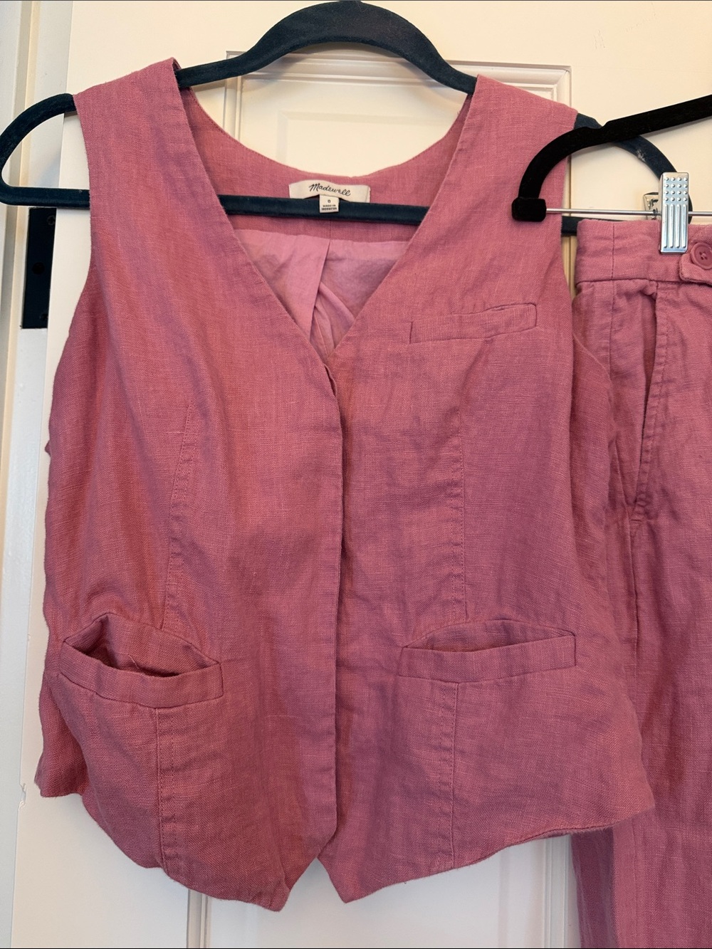 Madewell Dusty Rose Linen Vest & Pants Set - Picture 4 of 9